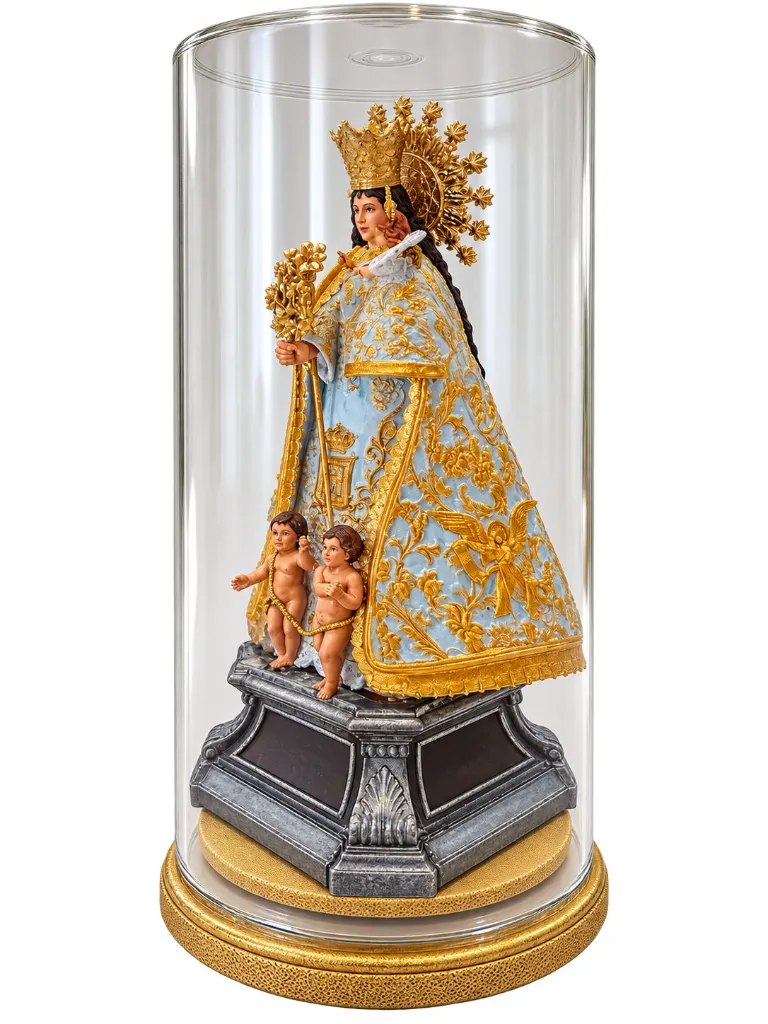 Virgen María en urna de cristal.webp